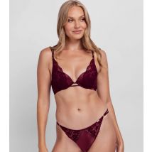 Women's Bright Red Satin Lace Trimmed Thong Dorina New Look