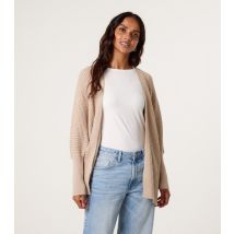 Women's Oatmeal Open Front Waffle Knit Cardigan Blue Vanilla New Look