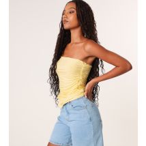 Women's Light Yellow Ruched Side Bandeau Top Pink Vanilla New Look