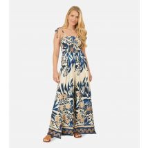 Women's Navy Palm Tree Print Jumpsuit Yumi New Look