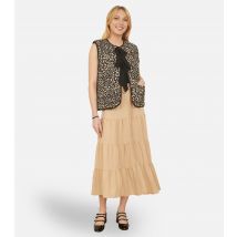 Women's Stone Button Front Tiered Gypsy Skirt Yumi New Look