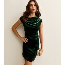Women's Tall Dark Green Velvet Split Mini Skirt New Look