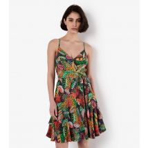 Women's Navy Tropical Print Cami Mini Dress Apricot New Look