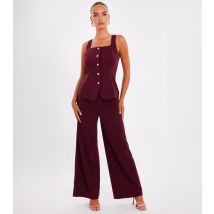 Women's Burgundy Wide Leg Trousers Quiz New Look