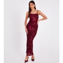 Women's Dark Red Floral Embroidered Maxi Dress Quiz New Look