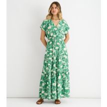 Women's Green Floral Print Midi Dress Gini London New Look