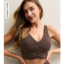 Women's by Zara McDermott Brown Ruched Front Crop Top Rise New Look