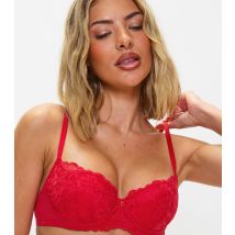 Women's Red Lace Padded Balcony Bra Ann Summers New Look