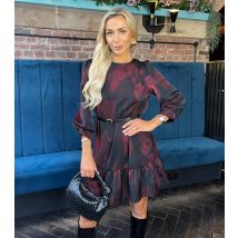 Women's Dark Purple Printed Frill Hem Mini Dress AX Paris New Look