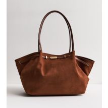 Tan Faux Suede Winged Tote Bag New Look