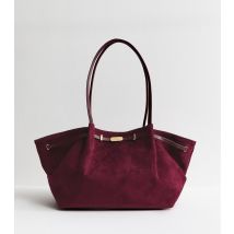 Burgundy Faux Suede Winged Tote Bag Vegan New Look