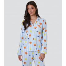 Women's Blue Pancake Print Long Sleeve Top and Trousers Pyjama Set Loungeable New Look