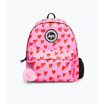 Pink Scribble Heart Print Badge Applique Backpack HYPE New Look