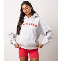 Women's Grey Logo Appliqued Hoodie Gym King New Look