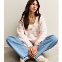 Women's Pink Striped Long Sleeve Cardigan Sunshine Soul New Look