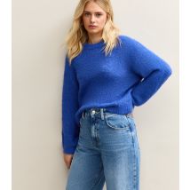 Women's Mid Blue Crew Neck Cropped Jumper Sunshine Soul New Look