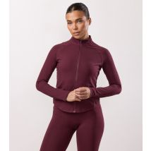 Women's Burgundy Peach Luxe Full Zip Jacket Gym King New Look
