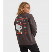 Women's Clothing Dark Grey Hello Kitty Sweatshirt Custard New Look