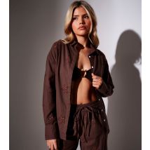 Women's Brown Starfish Embroidered Shirt South Beach New Look