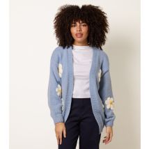 Women's Blue Longline Embroidered Daisy Cardigan Blue Vanilla New Look