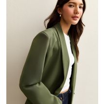 Women's Khaki Contrast Trim Check Blazer Gini London New Look