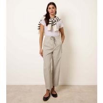 Women's Stone Elasticated Drawstring Trousers Blue Vanilla New Look