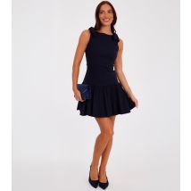 Women's Navy Shoulder Bow Mini Dress Quiz New Look