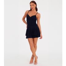 Women's Navy Wrap Bodice Rara Mini Dress Quiz New Look
