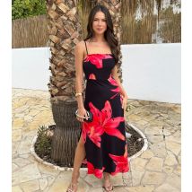 Women's Black Floral Square Neck Midi Dress AX Paris New Look