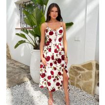 Women's Cream Rose Tie Front Midi Dress AX Paris New Look