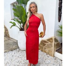Women's Red Printed One Shoulder Midi Dress AX Paris New Look