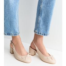 Women's Wide Fit Off White Faux Leather Slingback Ballerina Pumps Vegan New Look