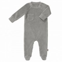 Fresk - Strampler mit Füßchen aus Velours Paloma grey