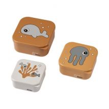 Done by Deer - Snackdosen Set - Sea friends - Senfgelb & Grau - 3 pcs