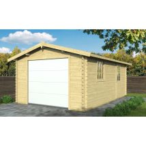 Garage CHAMBERY 70mm Contrecollé porte sectionnelle - 18,48 m² intérieur - Surface intérieure m² - Bois brut - Double pente - - - - Touschalets -