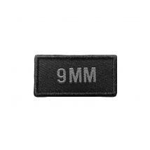 Patch Calibre 9 Mm Brodé Gris Sur Tissu Noir - A10 Equipment - Vet Sécurité