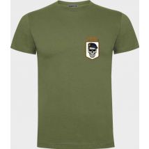 Tee-shirt Kaki Avec Écusson Le Diable Rit Avec Nous Tdm Côté Coeur - Army Design By Summit Outdoor