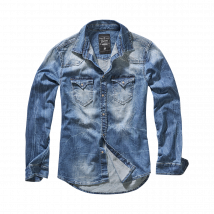 Chemise Jean Vintage Riley Denim Effet Froissé Bleue - Brandit - Taille L - Vet Sécurité