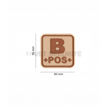 Patch Carré Groupe Sanguin B+ Coyote - Jtg - Vet Sécurité