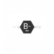Patch Hexagonal Noir Groupe Sanguin B- - Jtg - Vet Sécurité