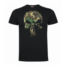 Tee-shirt 100% Coton Punisher Woodland Noir - Army Design - Taille S - Vet Sécurité