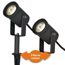 Woltz - Spot Extérieur À Piquer Ou Fixer Led 3w Ip65 Anthracite - Aluminium - Gris foncé