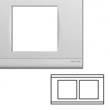 Norvika - Plaque Double Horizontale Entraxe 57mm - Blanc mat