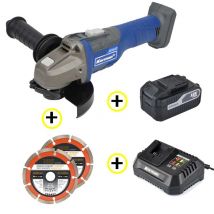 Korman - Meuleuse D’angle 125mm À Moteur Brushless + Batterie 18v Li-ion + Chargeur Rapide Intelligent + 2xdisques Diamants Segment 125mm