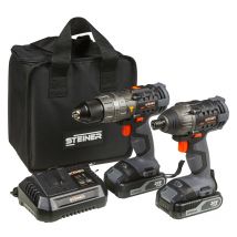 Steiner - Ensemble Perceuse Percussion + Visseuse A Choc Sans Fil 20v + 2 Batteries 2.0ah