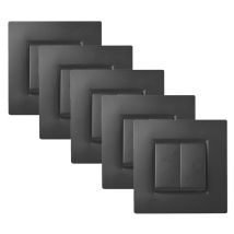 Noane - Lot De 5 Interrupteurs Va Et Vient Double 10a Complets Anthracite