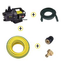 Karx - Pack Tuyau D’arrosage Ø15mm 25m + Pompe De Surface 800w + Kit D'aspiration 7m Ø25mm + Raccords