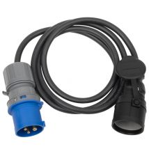 BricolageDirect - Adaptateur Prise Cee Vers Prise 2p+t 1.50m Prise Française - Gris et noir