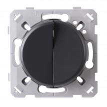 Ohmtec - Epure Interrupteur Va Et Vient + Poussoir Droite Anthracite - Gris anthracite