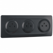 Ohmtec - Epure Bloc 3 Prises 2p+t Affleurantes Cablées + Plaques Anthracites - Gris anthracite